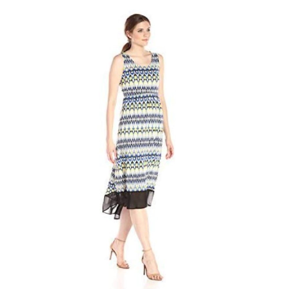 Notations Women's Sleeveless Printed Hi Low Dress, Size Small